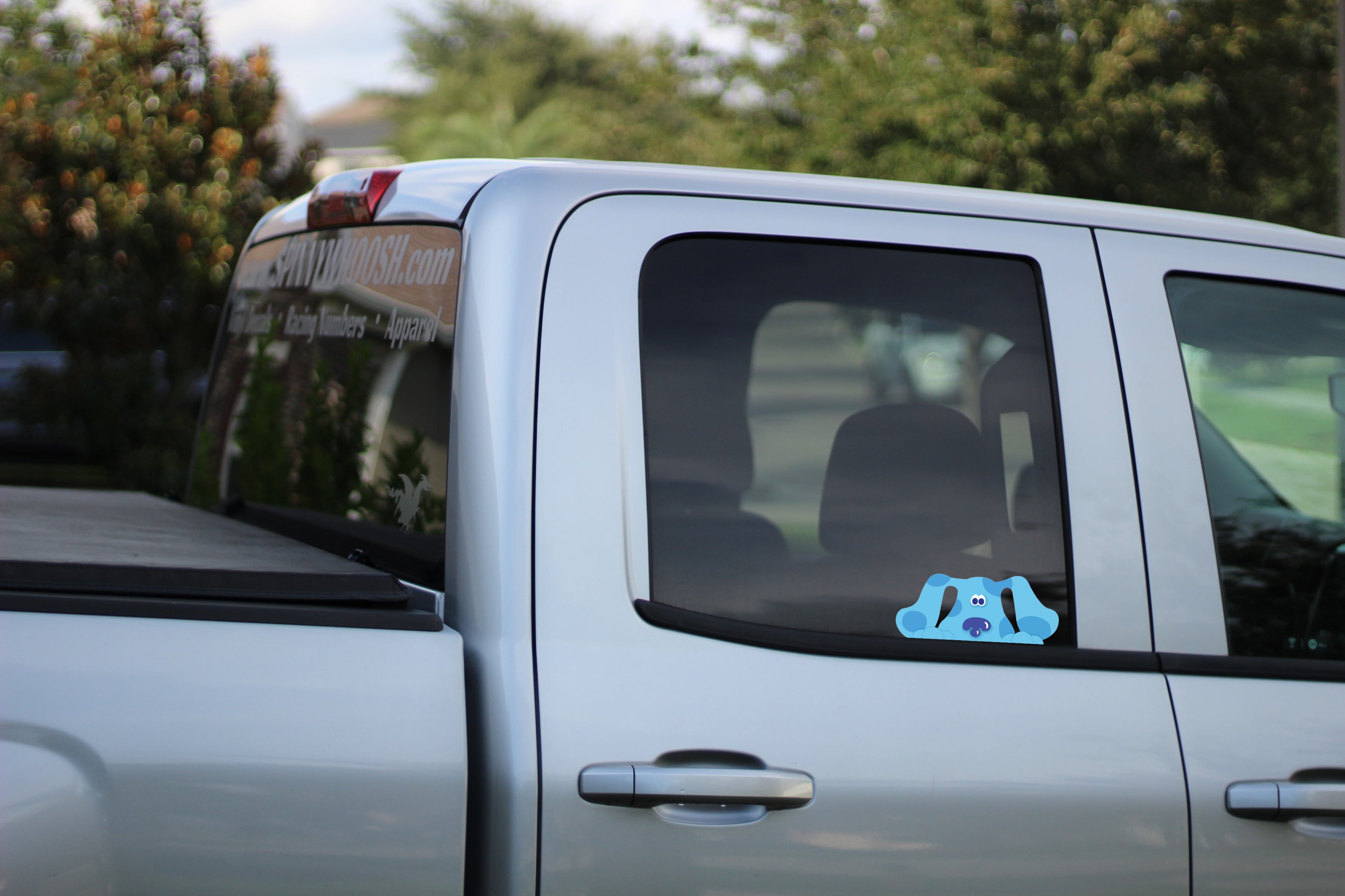 Blue Peeking Decal