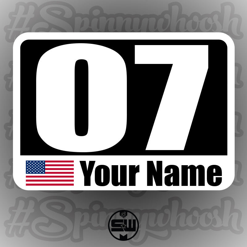 Static Cling Racing Numbers Cards | Name/Flag Style | Spinnywhoosh Graphics