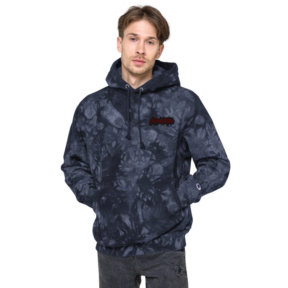 Unisex Champion tie-dye hoodie | Spinnywhoosh Graphics