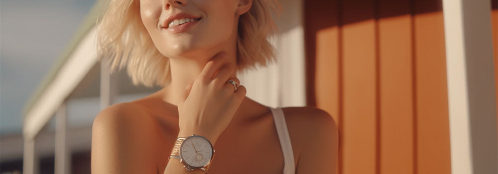 blonde australian lady wear australian minimalist watches