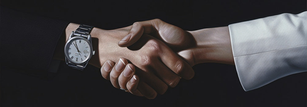 handshake with unisex watch