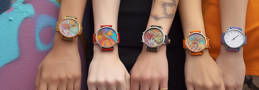 diversity people wearing unisex timepiece 