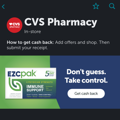 EZC Pak Featured on CVS through the Ibotta App