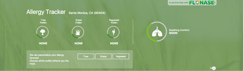 The allergy tracker on weather.com indicates when a certain area is exposed to different allergens