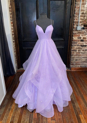 Serene Hill  Arabic Lilac Elegant Spaghetti Strap Backless A-Line Prom Dress for Women | Wedding Party LA72676 - SERENE  HILL