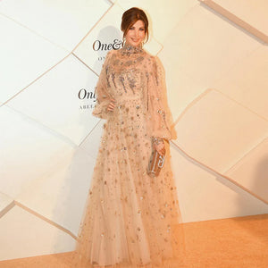 Elegant Champagne Evening Dress with Long Sleeves LA72594 - SERENE  HILL