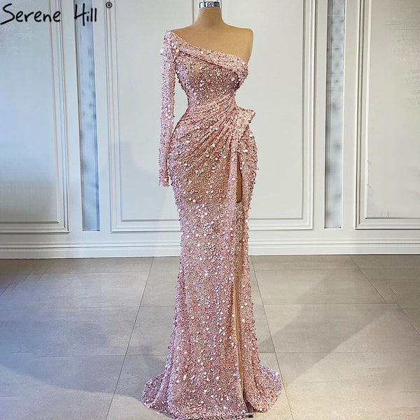 Serene Hill Pink Mermaid High Split Evening Dresses Gowns 2023 Luxury ...