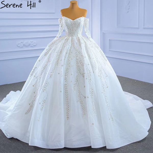 Serene Hill White Luxury Sexy Wedding Dresses 2021 Sparkle Beaded Lace ...