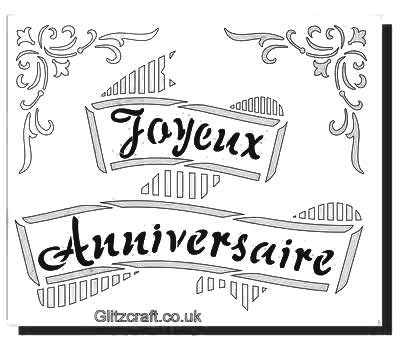 Joyeux Anniversaire Stencil Glitzcraft