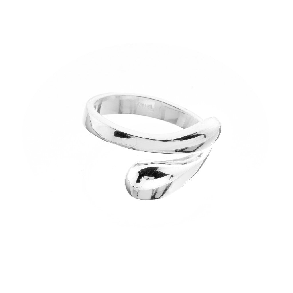 Adjustable Silver Double Droplet Ring