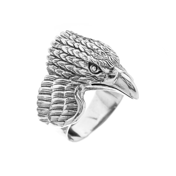 Large 925 Silver Eagle Head Ring