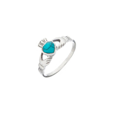 Turquoise & Silver Claddagh Ring