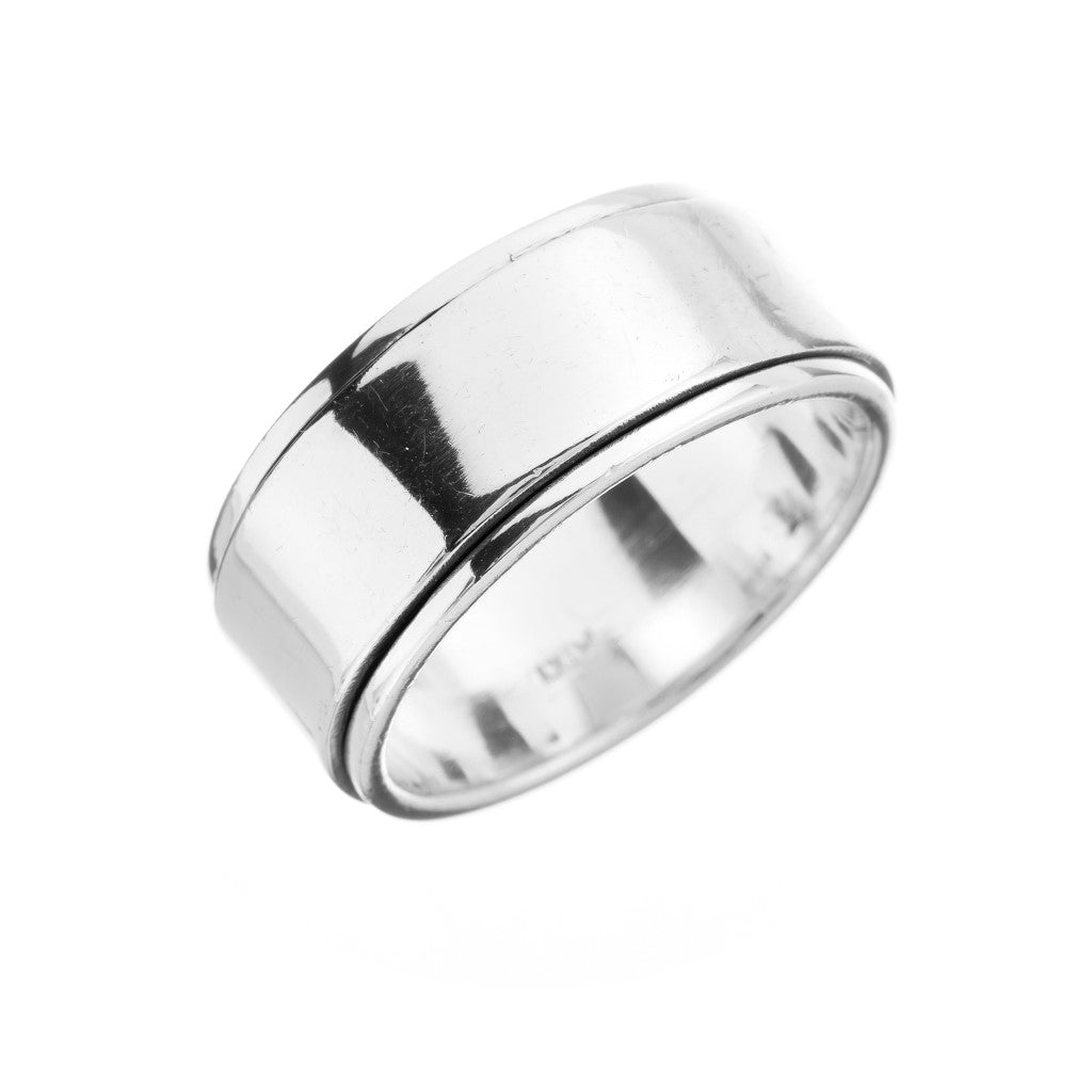 R1793D Braided silver floral spinner ring – ArtisanEffect