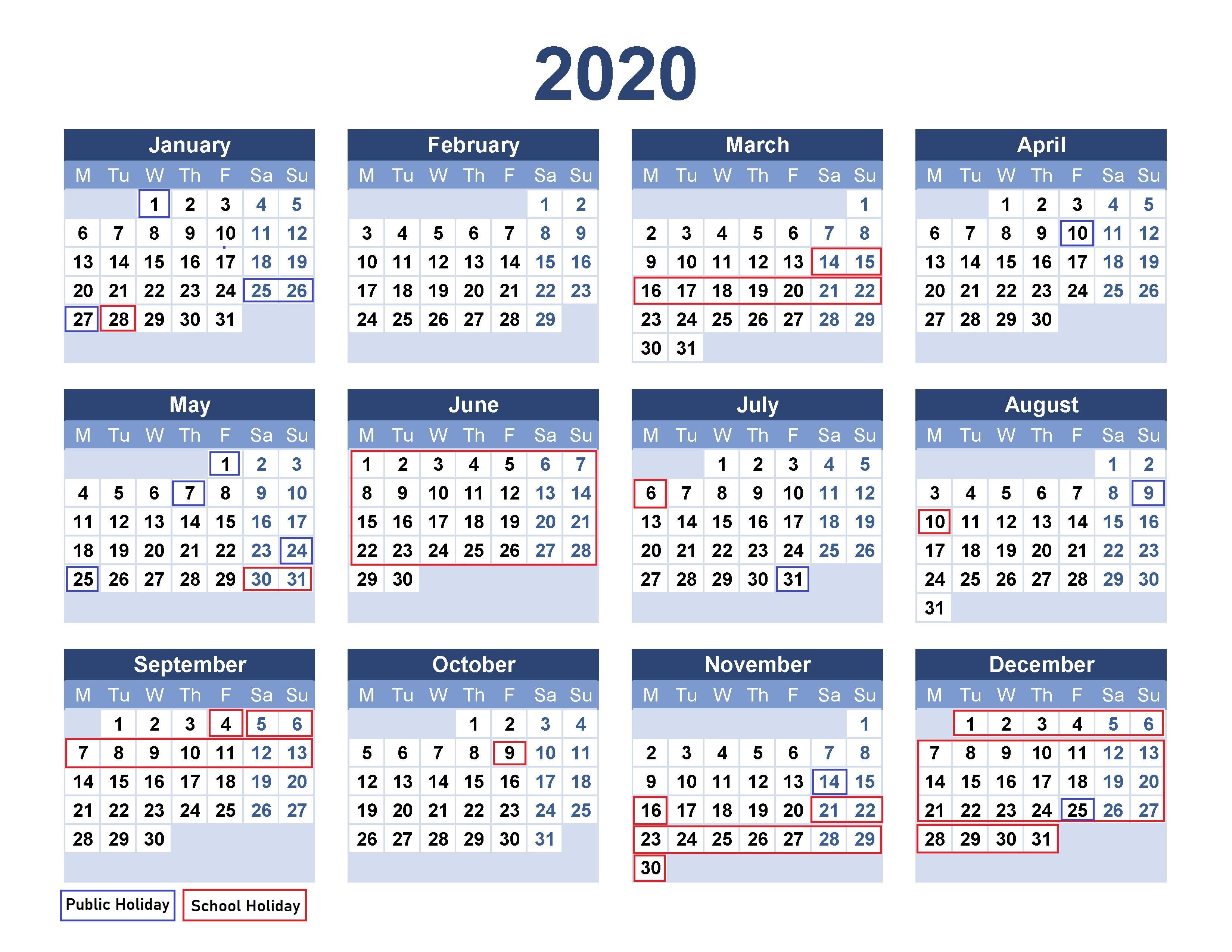 School Holidays, Public Holidays and Long Weekends in 2020 ...