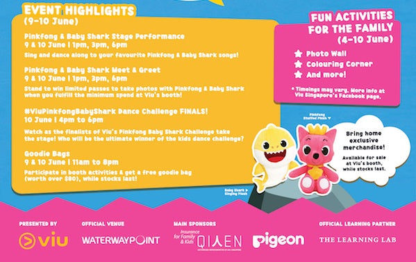 Things to do this Weekend: Join in the Fun with Pinkfong & Baby Shark @ Waterway Point with Your LOs!