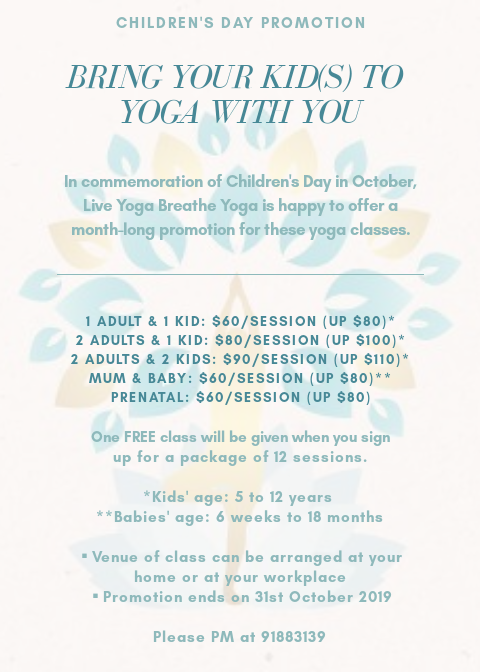 Children’s Day Promotions - Live Yoga Breathe Yoga