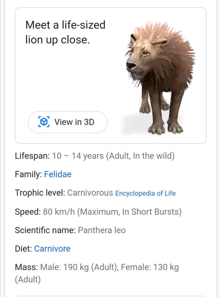 Google 3D, Bring Wild Animals Home