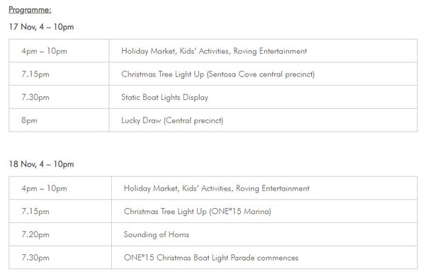 Celebrate Christmas at Sentosa Cove’s Holiday Market & ONE15 Christmas Boat Light Parade™! - Program