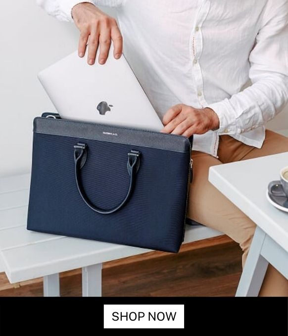 Maverick & Co. ALPHA Water-resistant leather-trimmed Briefcase