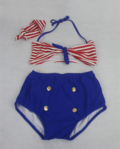 girls red white and blue bathing suit