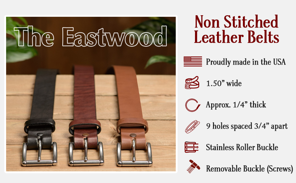 Bullhide Belts Mens Leather Belt for Casual Dress, 1.50 Wide at   Men’s Clothing store