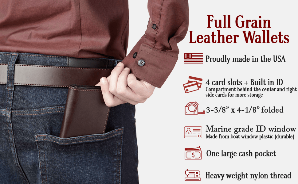 Bags, Chain Wallets For Men Buffalo Leather Rfid Blocking Long Style  Trifold