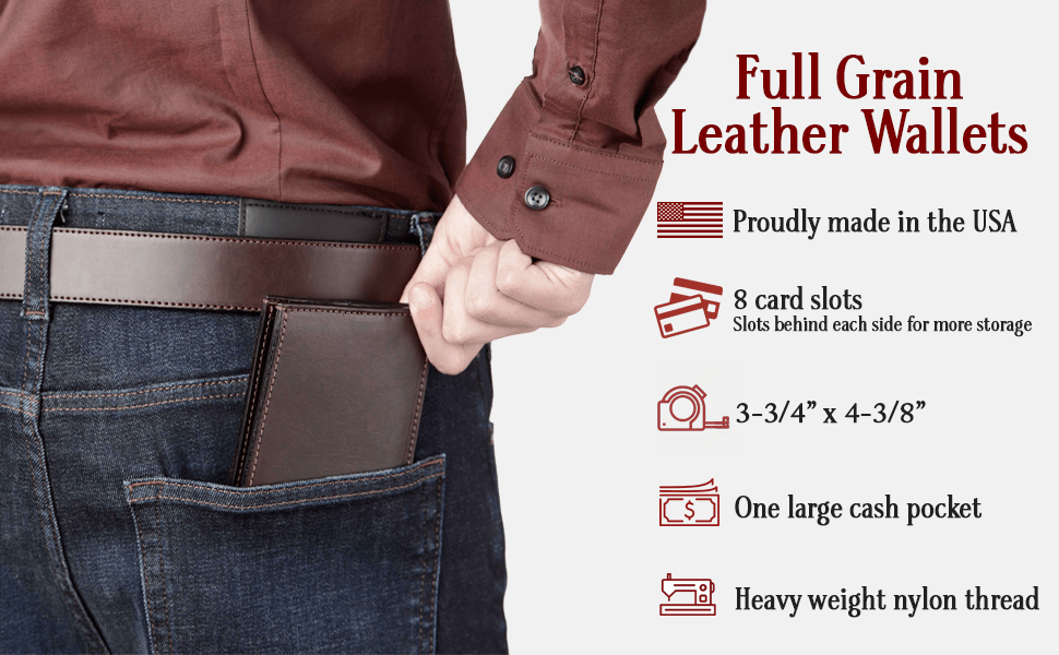 Italian Full Grain Leather Bifold Wallet for Men