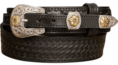 1027 Texas Star Ranger Style Basket-Weave Full Grain Leather Belt