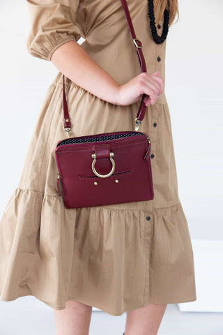 Mini bag in deep red is perfect for more than just the basics