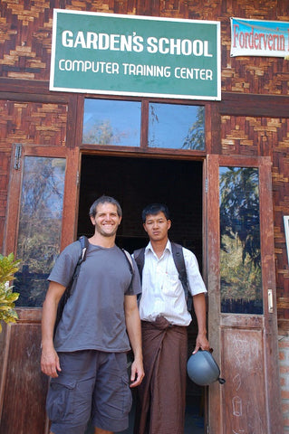 Matthew Mullen with Thai artisan attending school with a Sapahn scholarship