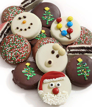 Christmas Fun Decorated Belgian Chocolate Covered Sandwich Cookies Gift - 12pc - Chocolate Covered Company