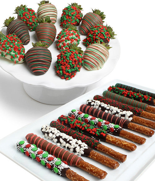 Holiday Chocolate Covered Strawberries Pretzels