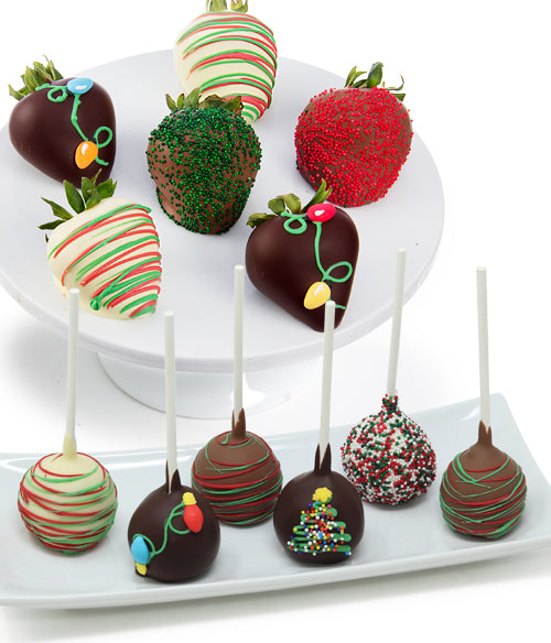 Christmas Lights Chocolate Covered Strawberries Cake Pops 12pc