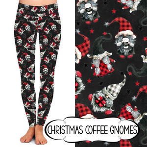 Yoga Style Leggings - Christmas Coffee Gnomes by Eleven & Co.