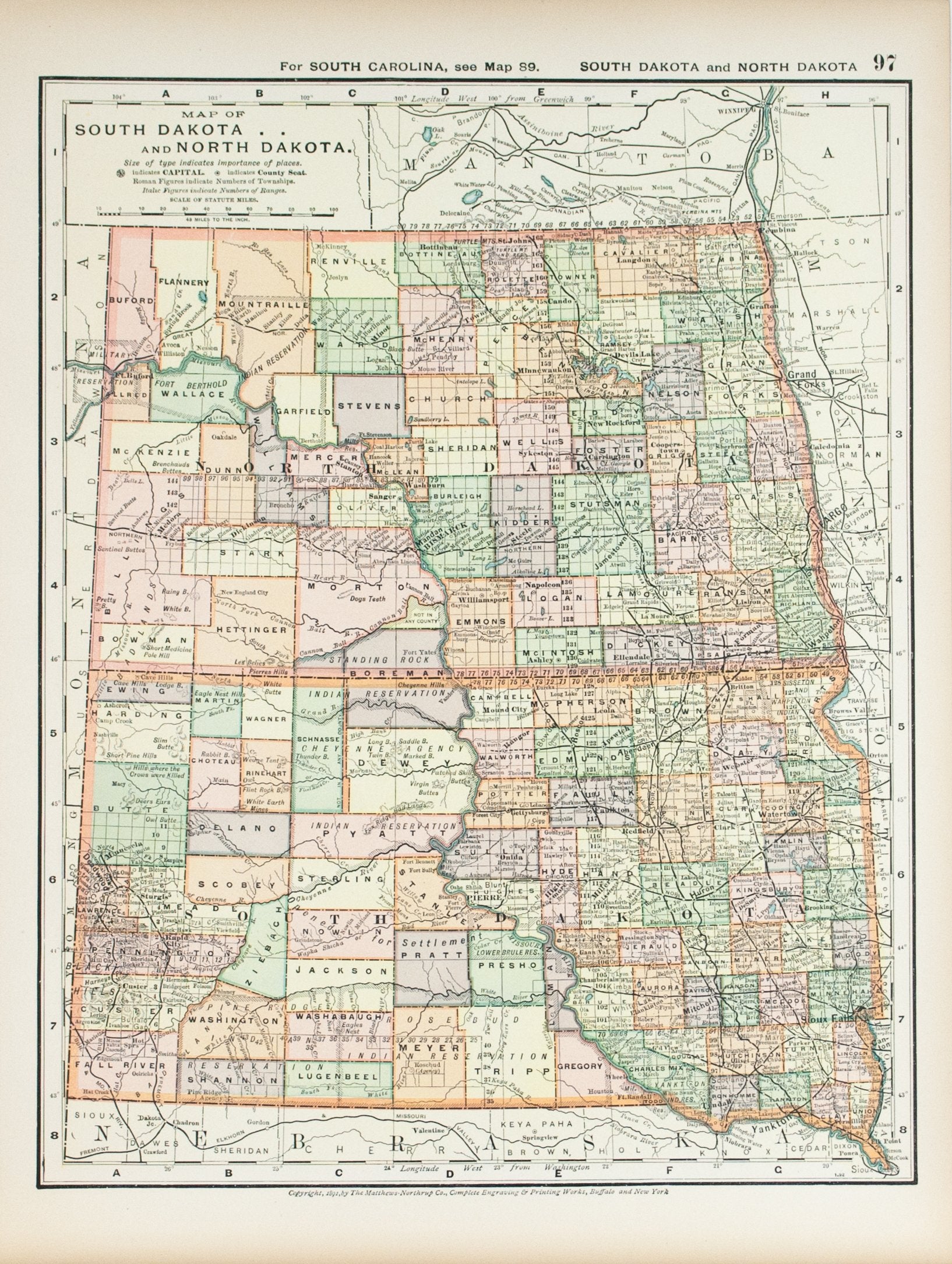 map of north and south dakota 1891 Map Of North Dakota And South Dakota Historic Accents map of north and south dakota