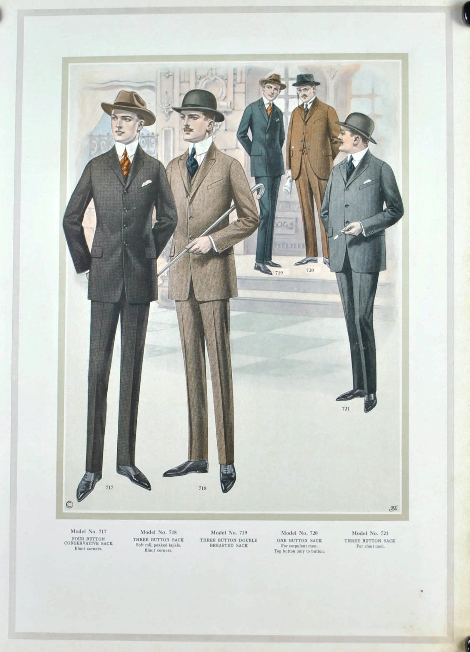 WWI Era Edward Rose Men's Taylor Fashion Plate Print Suit Collection B ...