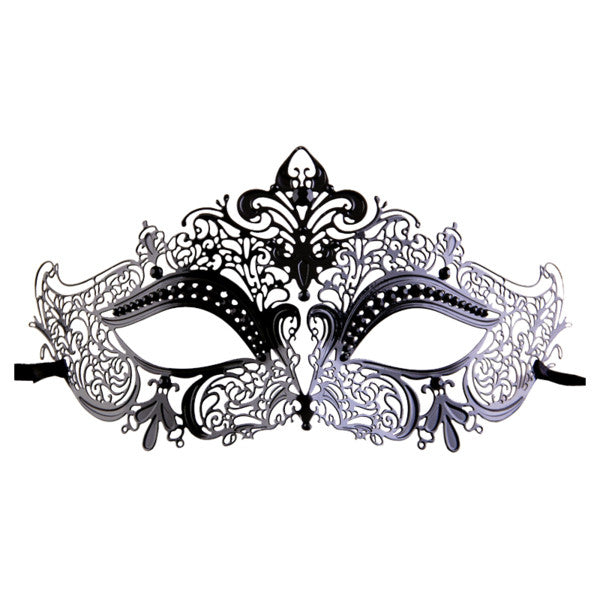 BLACK Series Women's Laser Cut Metal Crown Venetian Masquerade Mask