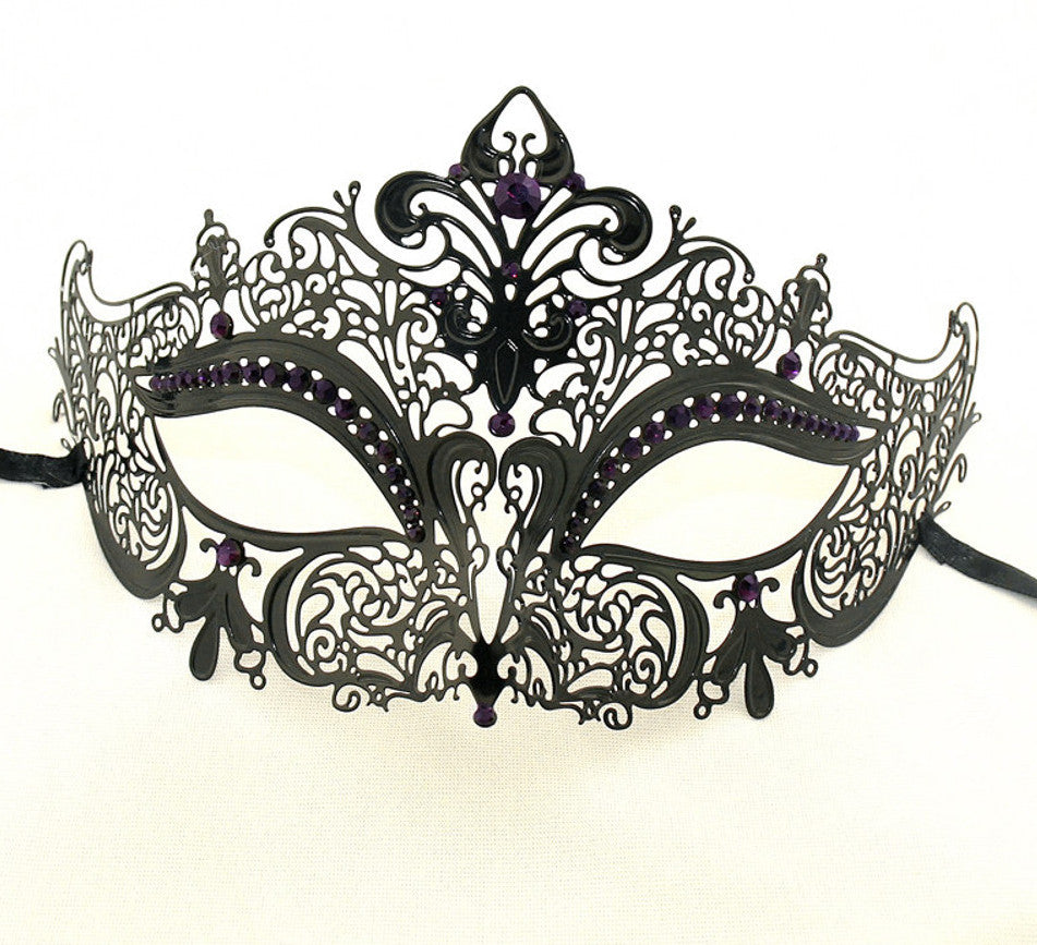 BLACK Series Women's Laser Cut Metal Crown Venetian Masquerade Mask