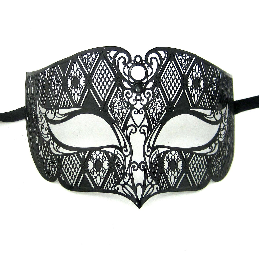 BLACK Series Diamond Design Laser Cut Masquerade Mask for Men