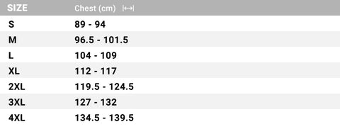 Sizing chart