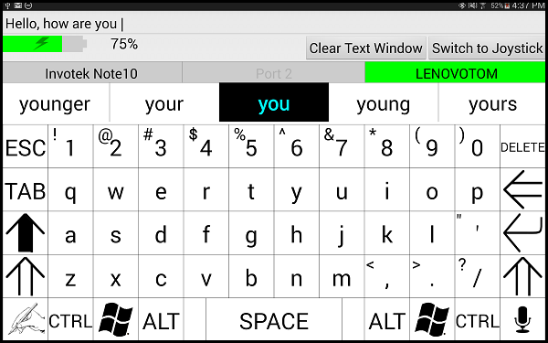 Main screen of MultiAccess