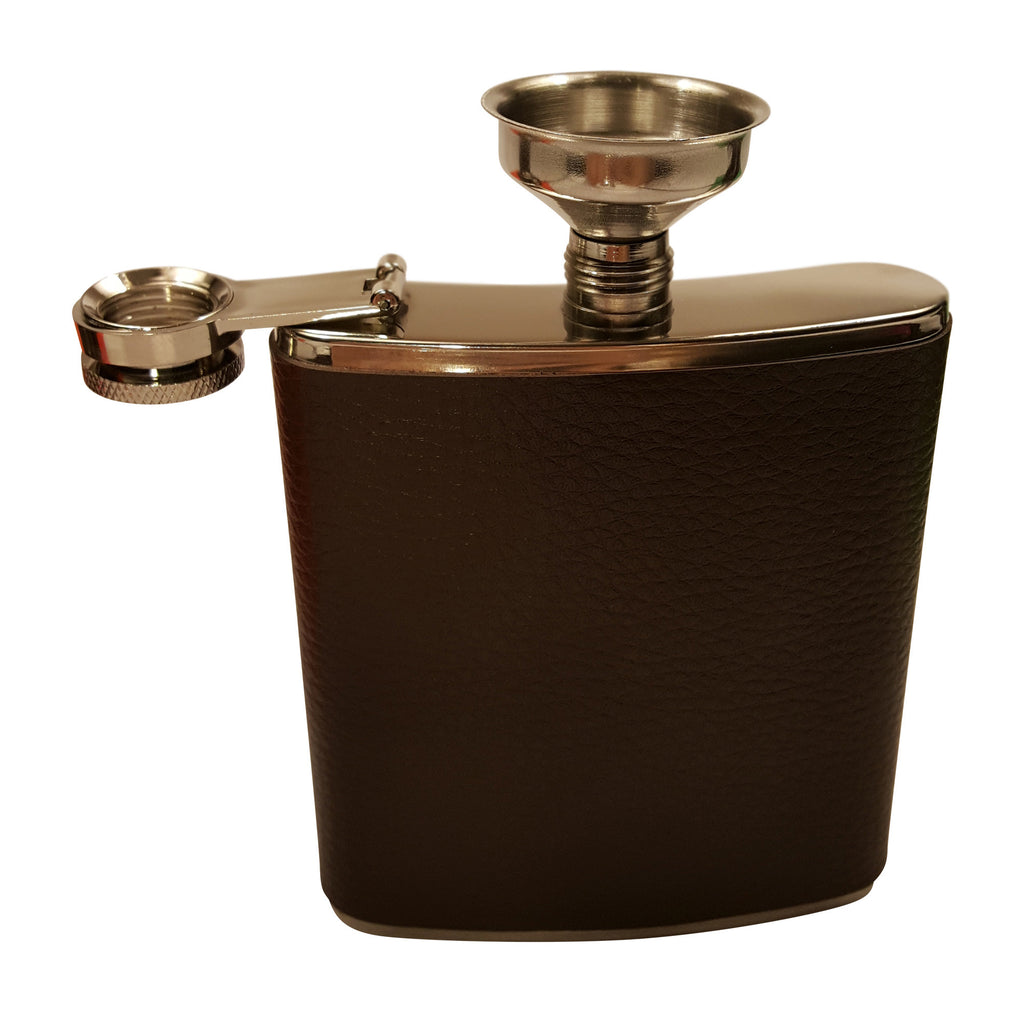 Brown Leather 7 Oz Flask Gift Set with Two Shot Glasses and Funnel ...