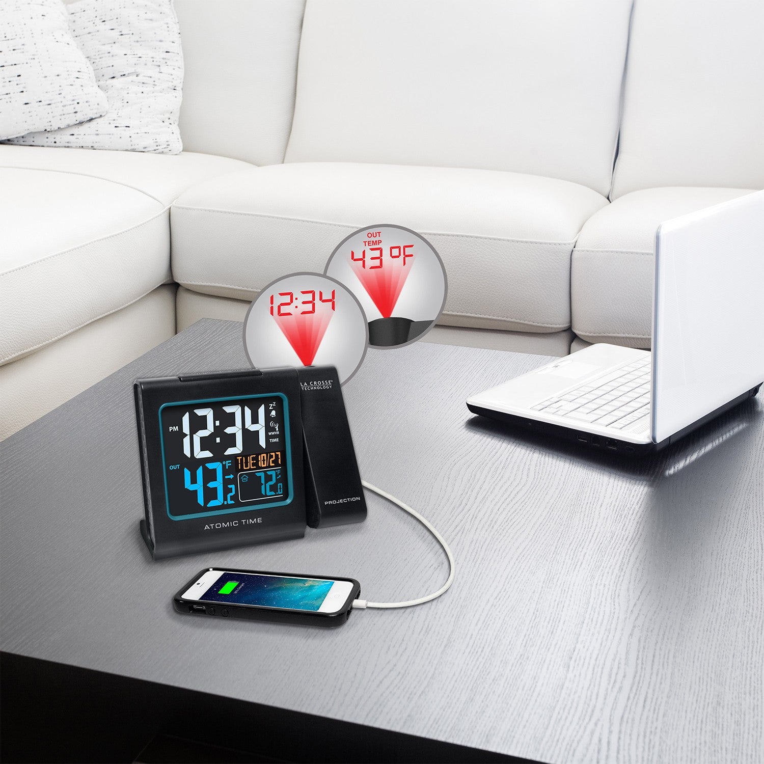 Atomic Projection Alarm Clock with Indoor/Outdoor ...