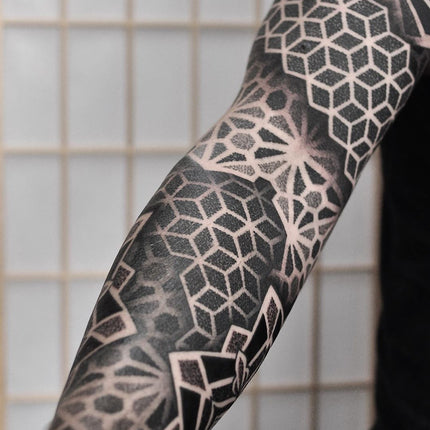 Client sat like a rock for this geometric gap filler Geometric  GeometricTattoo FlowerOfLife GapFill  Geometric tattoo filler Geometric  tattoo Tattoo filler