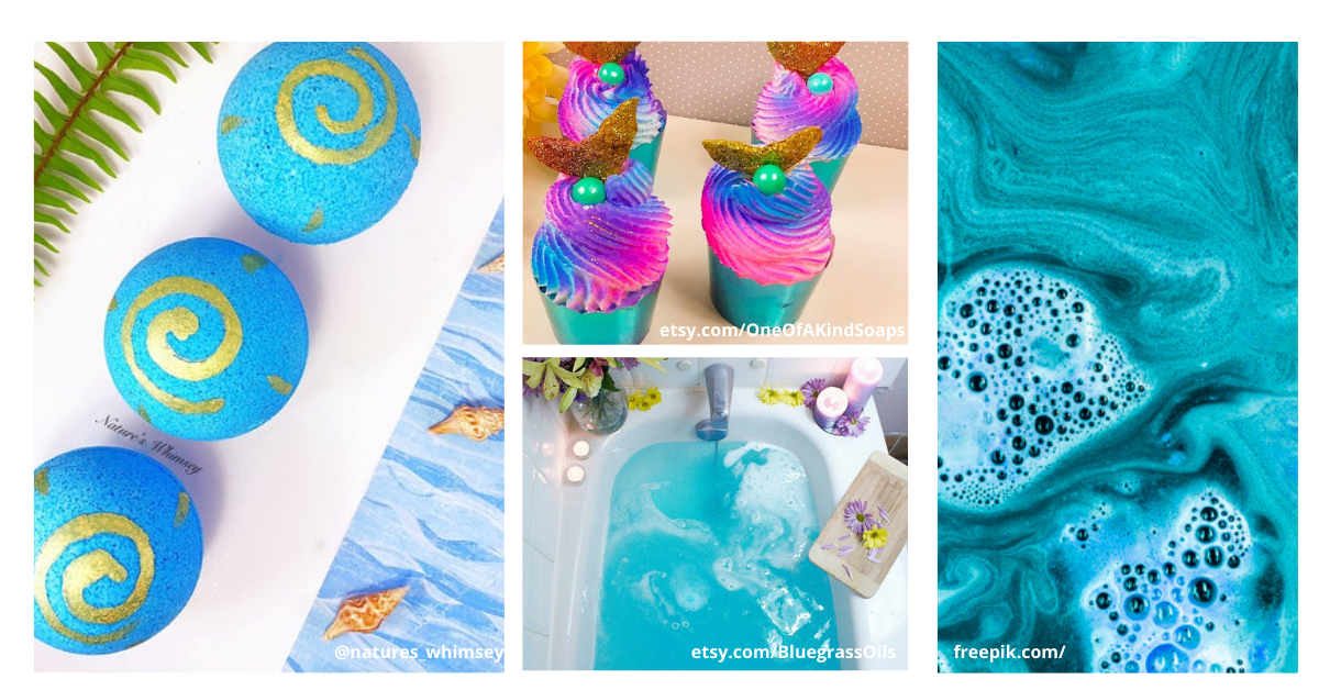ocean themed bath bombs and blue water
