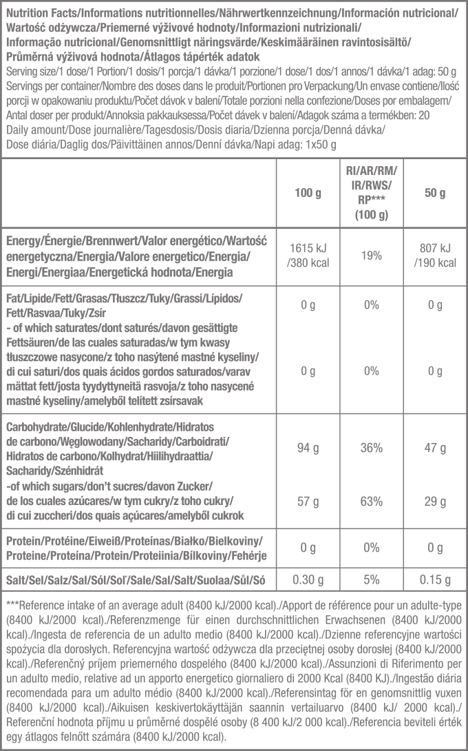 Carbox - 1000 g ízesített - Supplement Facts