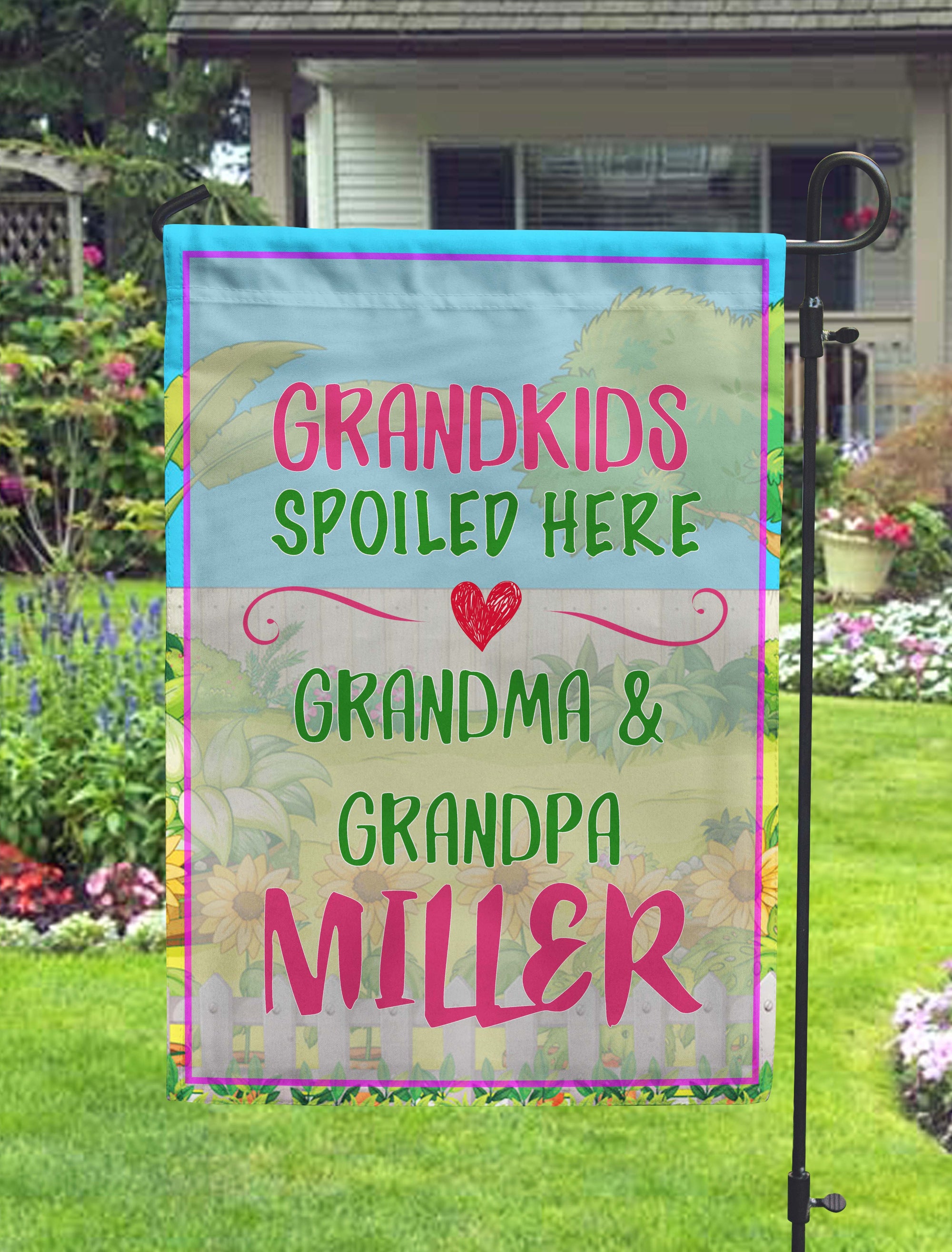Download Grandkids Spoiled Here Personalized Garden Flag Jill N Jacks