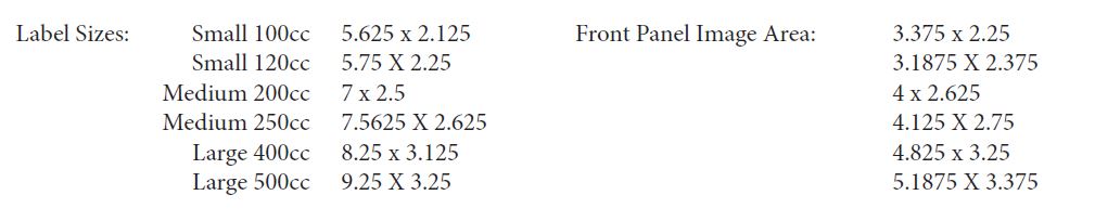 Label Sizes