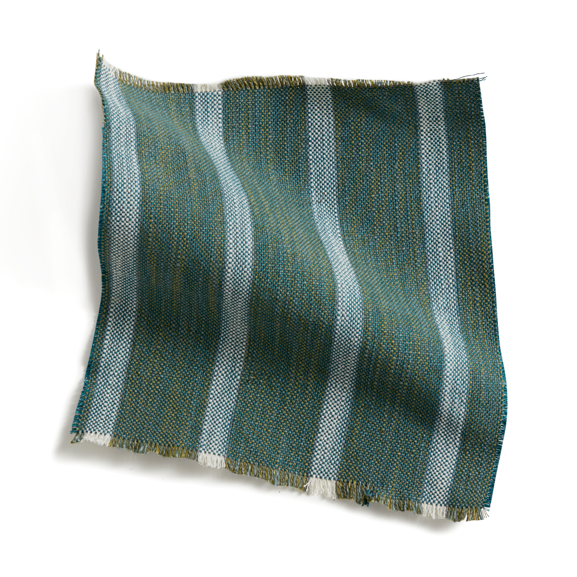 Olga Olive - Green Linen mix fabric, Patterned, Striped