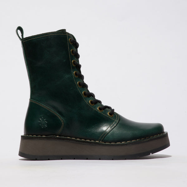 Fly London Rami Lace-up Zip Boot in Petrol. | Prégo